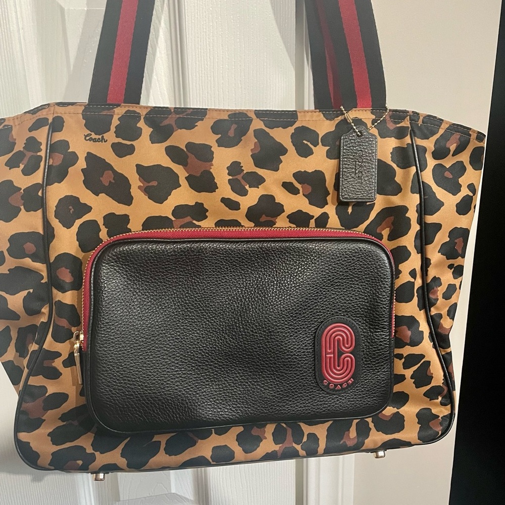 Coach Leopard Print Shoulder Bag and Wristlet Set